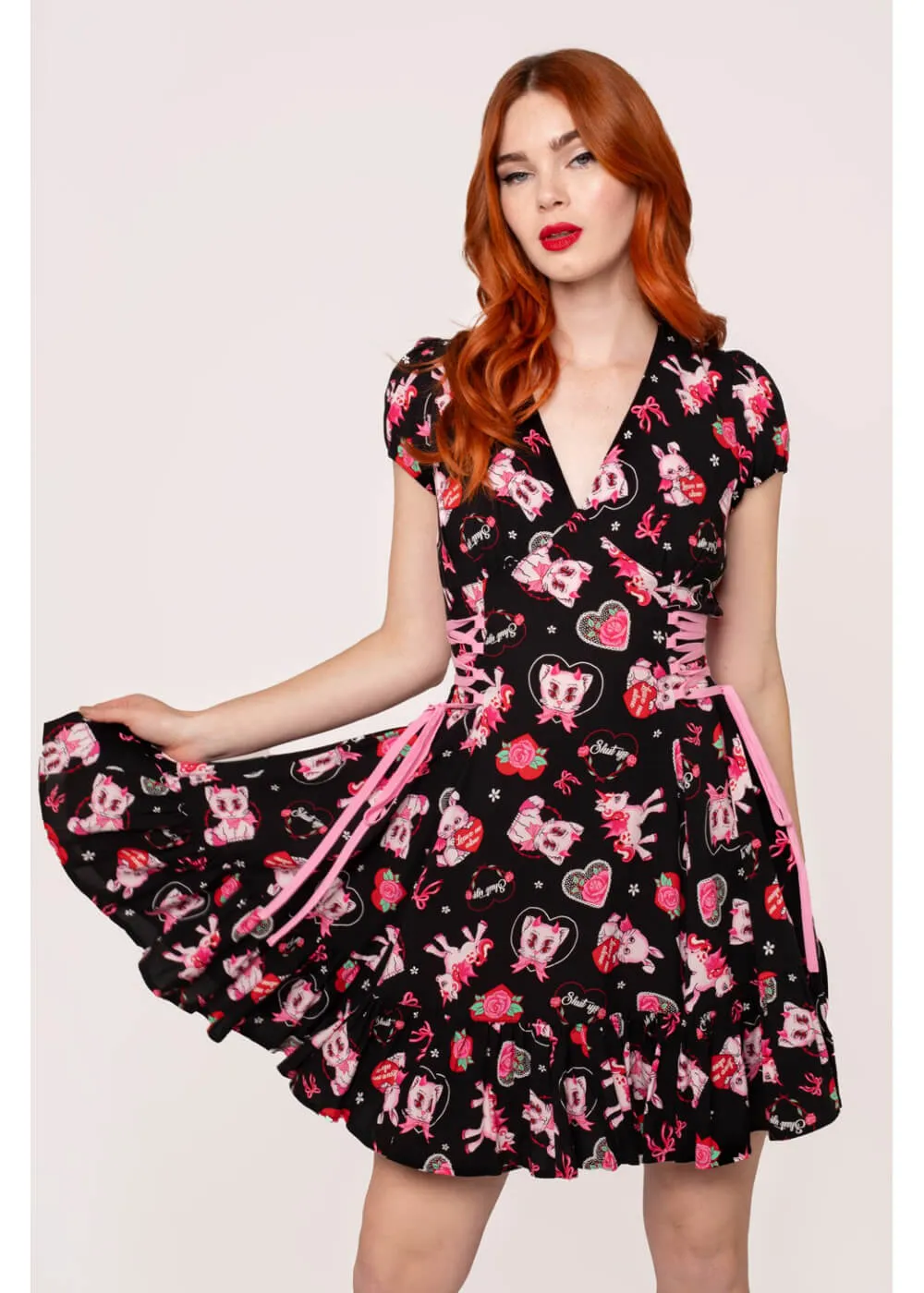 Hell Bunny Not Into You Hellcat 60's Short Dress Black