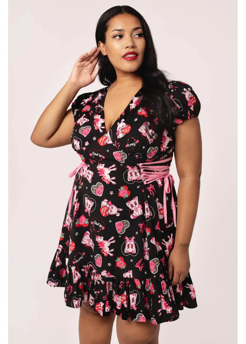 Hell Bunny Not Into You Hellcat 60's Short Dress Black