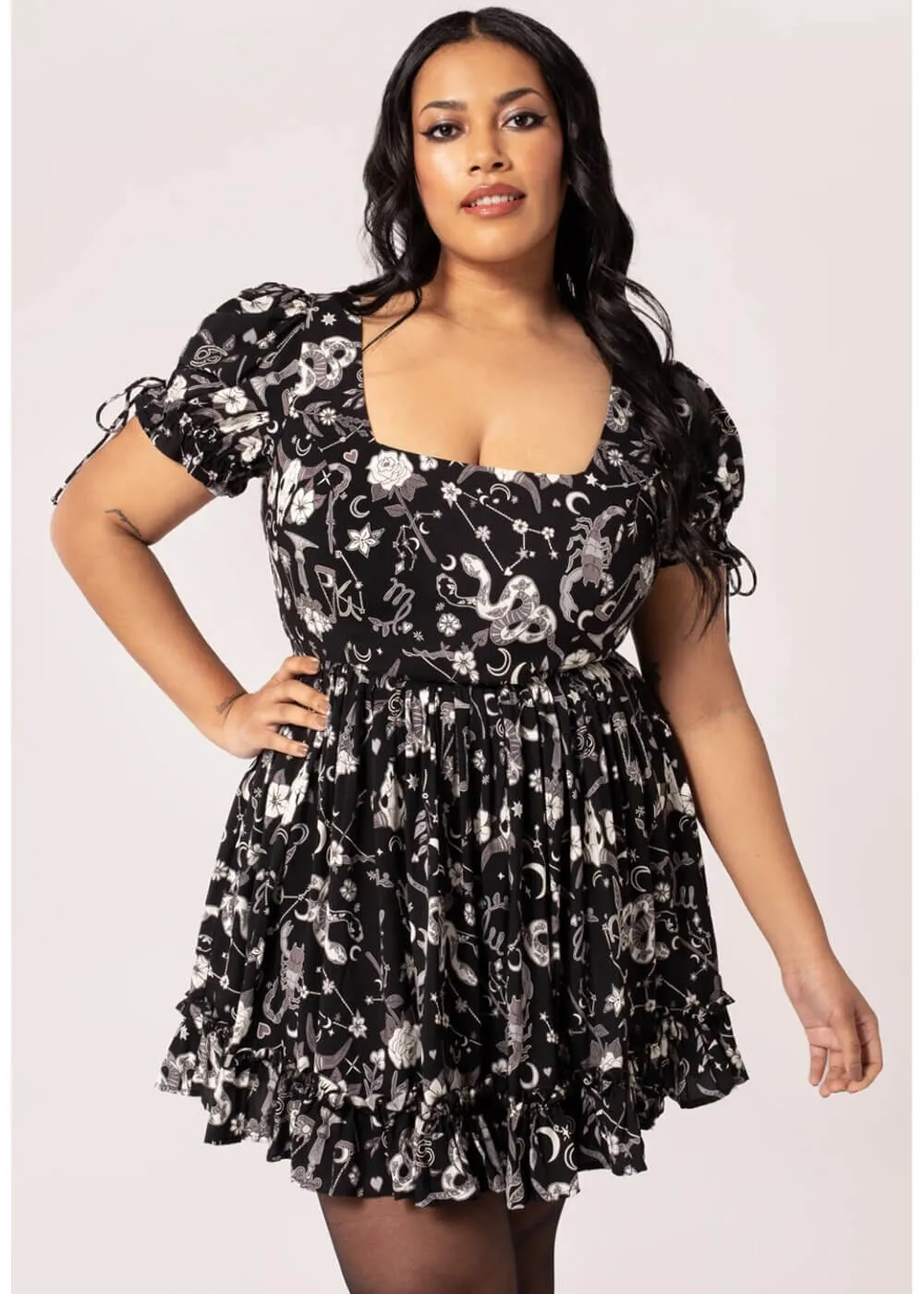 Hell Bunny Star Sign 60's Mini Dress Black