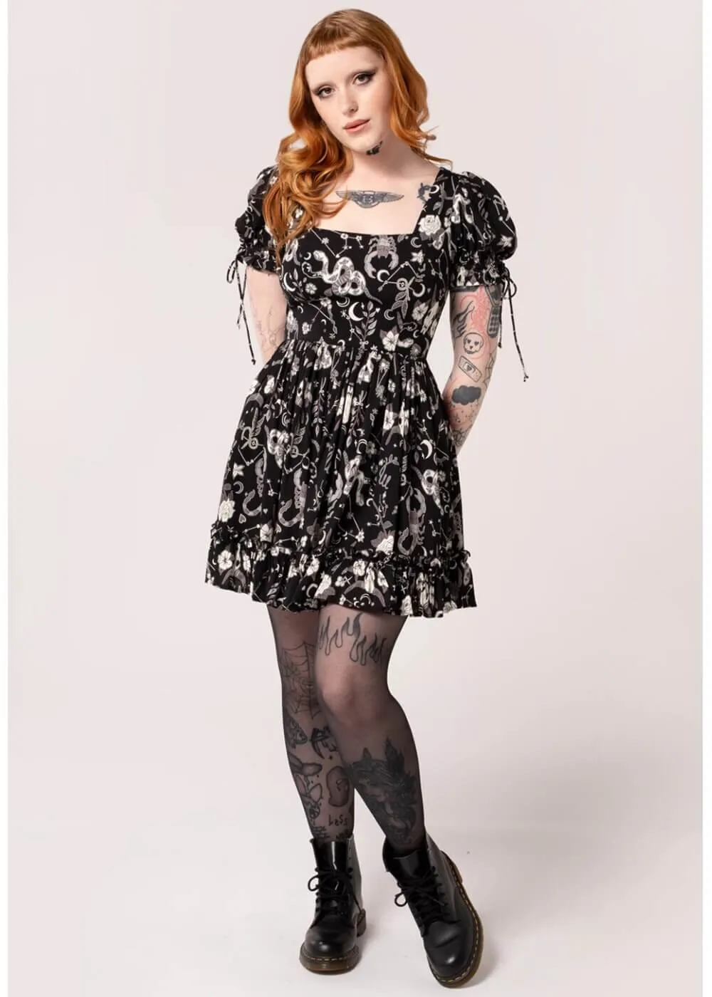 Hell Bunny Star Sign 60's Mini Dress Black