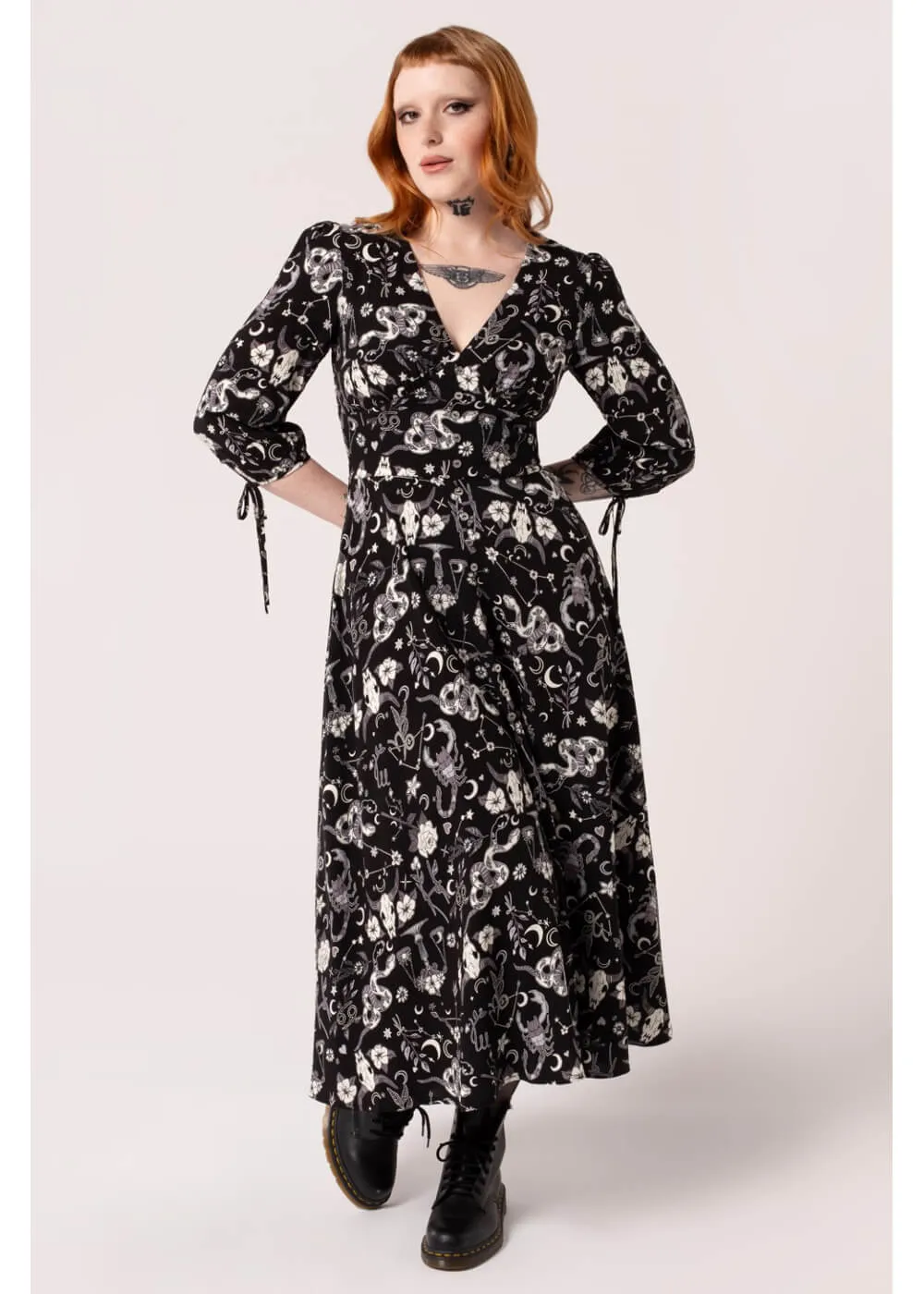 Hell Bunny Star Sign 70's Midi Dress Black