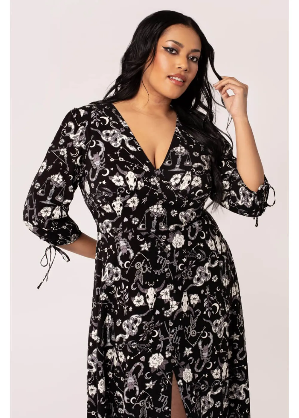 Hell Bunny Star Sign 70's Midi Dress Black