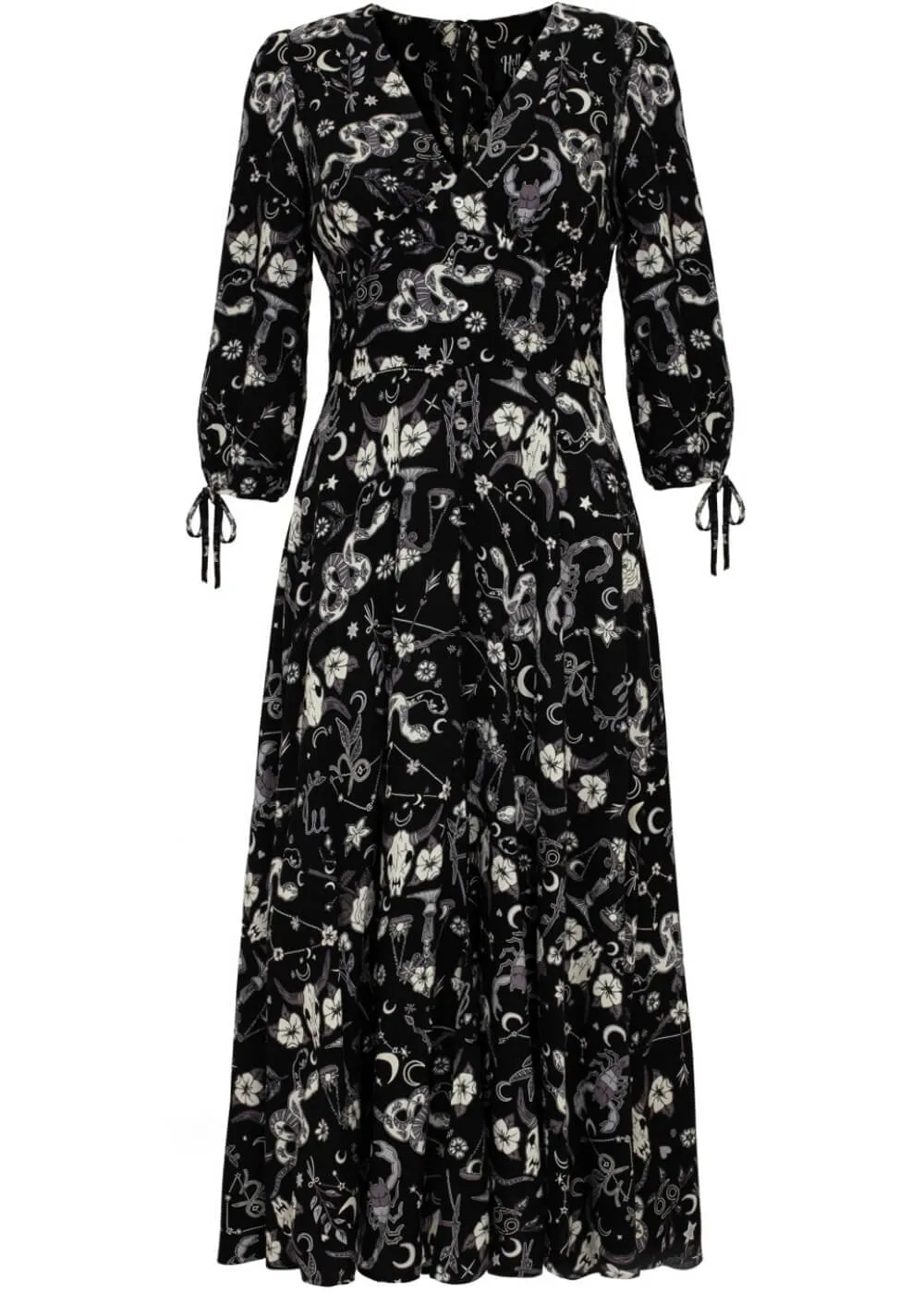 Hell Bunny Star Sign 70's Midi Dress Black