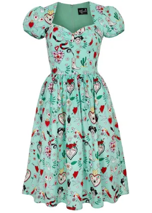 Hell Bunny Tijuana 50's Swing Dress Green