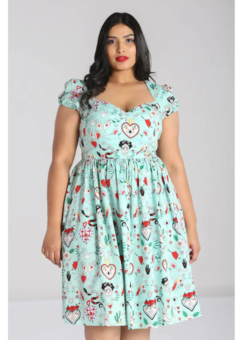 Hell Bunny Tijuana 50's Swing Dress Green