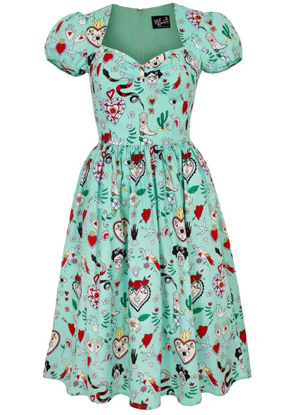 Hell Bunny Tijuana 50's Swing Dress Green