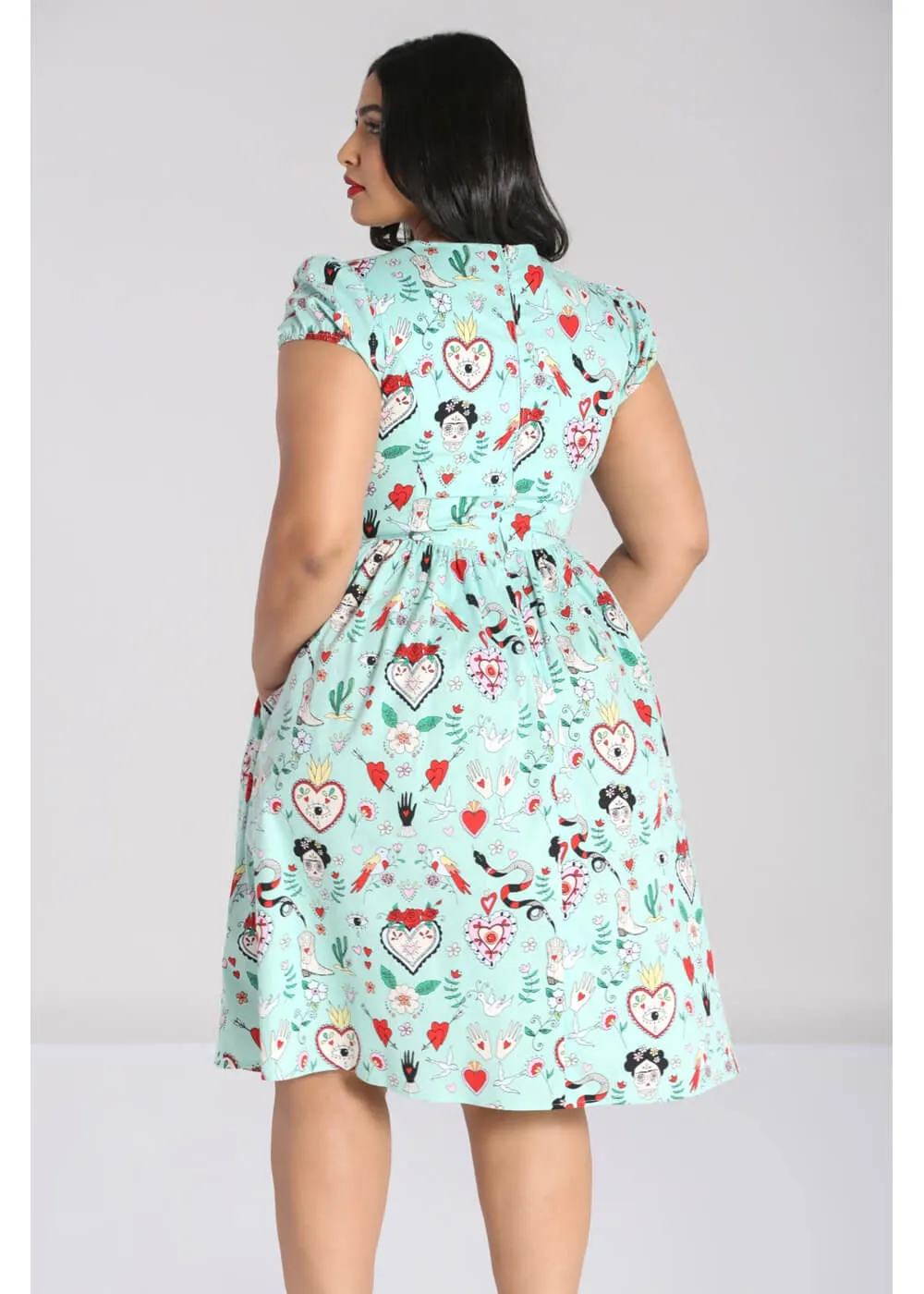 Hell Bunny Tijuana 50's Swing Dress Green