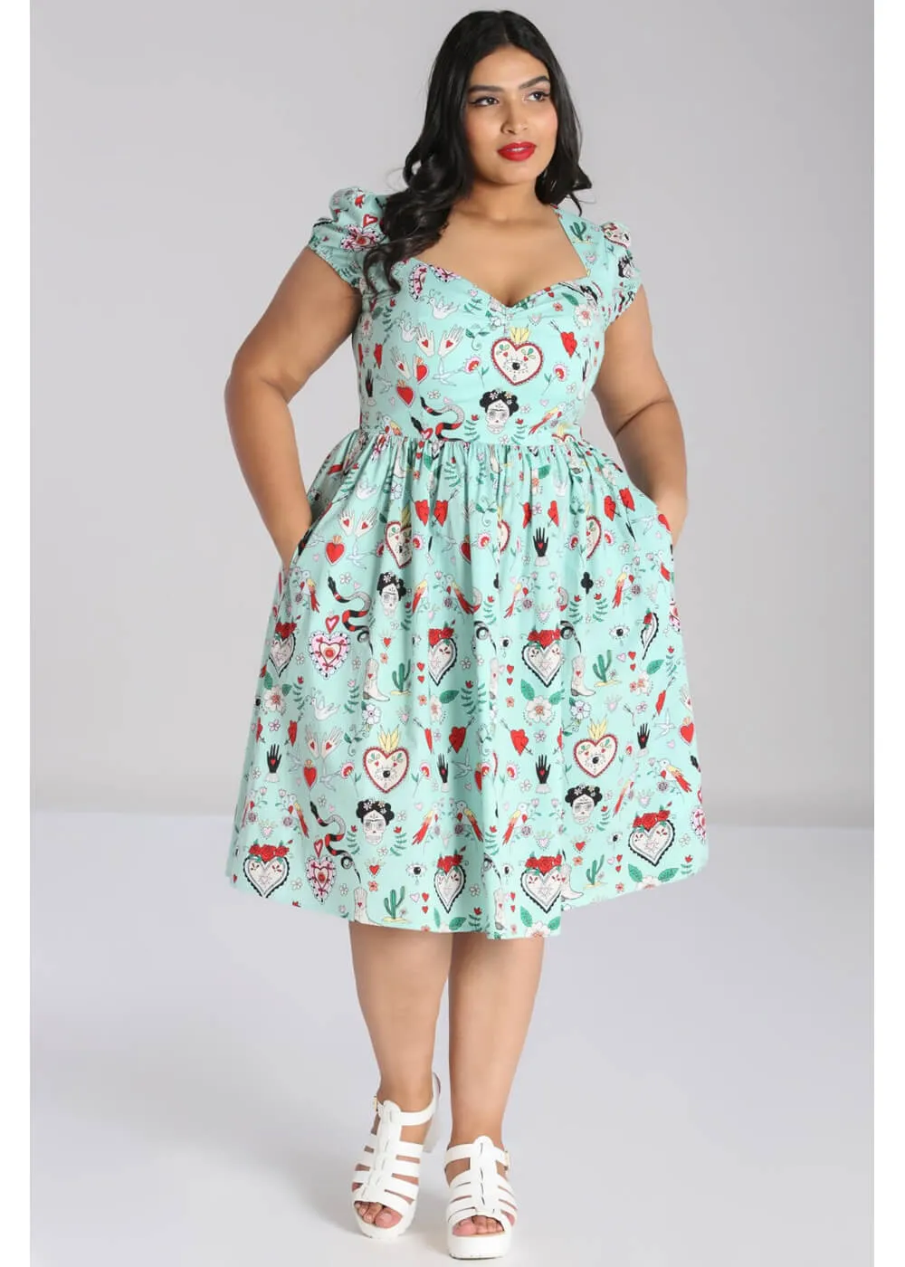 Hell Bunny Tijuana 50's Swing Dress Green