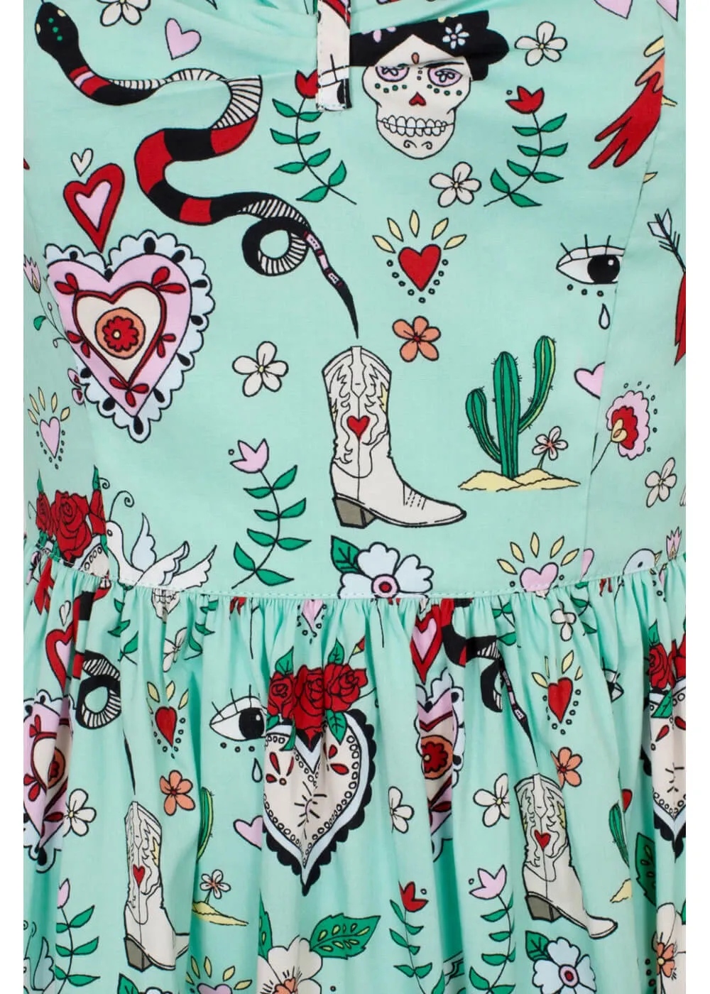 Hell Bunny Tijuana 50's Swing Dress Green