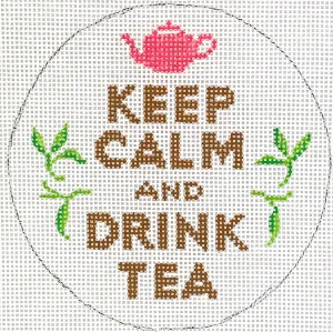 INSMC-69 Planet Earth & Lee 4” Round – Keep Calm & Drink Tea – brown, pink & greens
