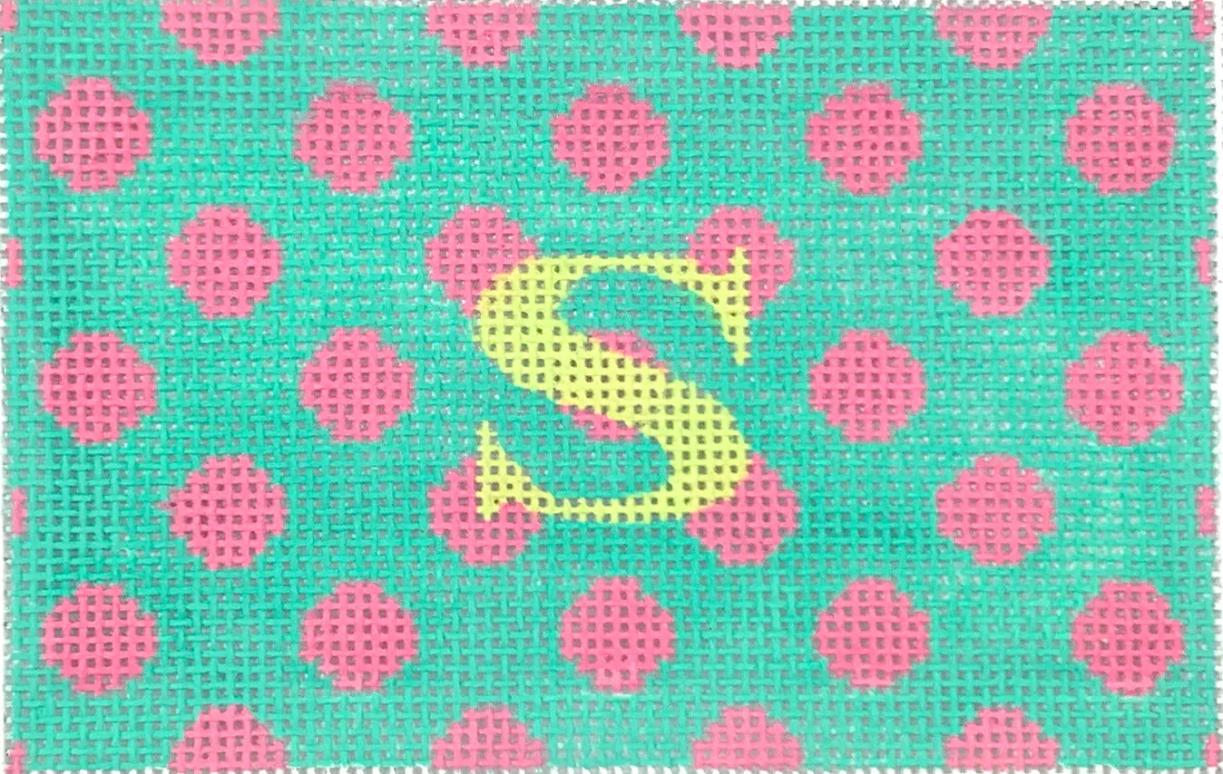 INSPPP-31 Planet Earth Passport Cover Insert – Polka Dots – bright pink on turquoise w/ light lime letter (specify letter or blank)