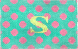 INSPPP-31 Planet Earth Passport Cover Insert – Polka Dots – bright pink on turquoise w/ light lime letter (specify letter or blank)