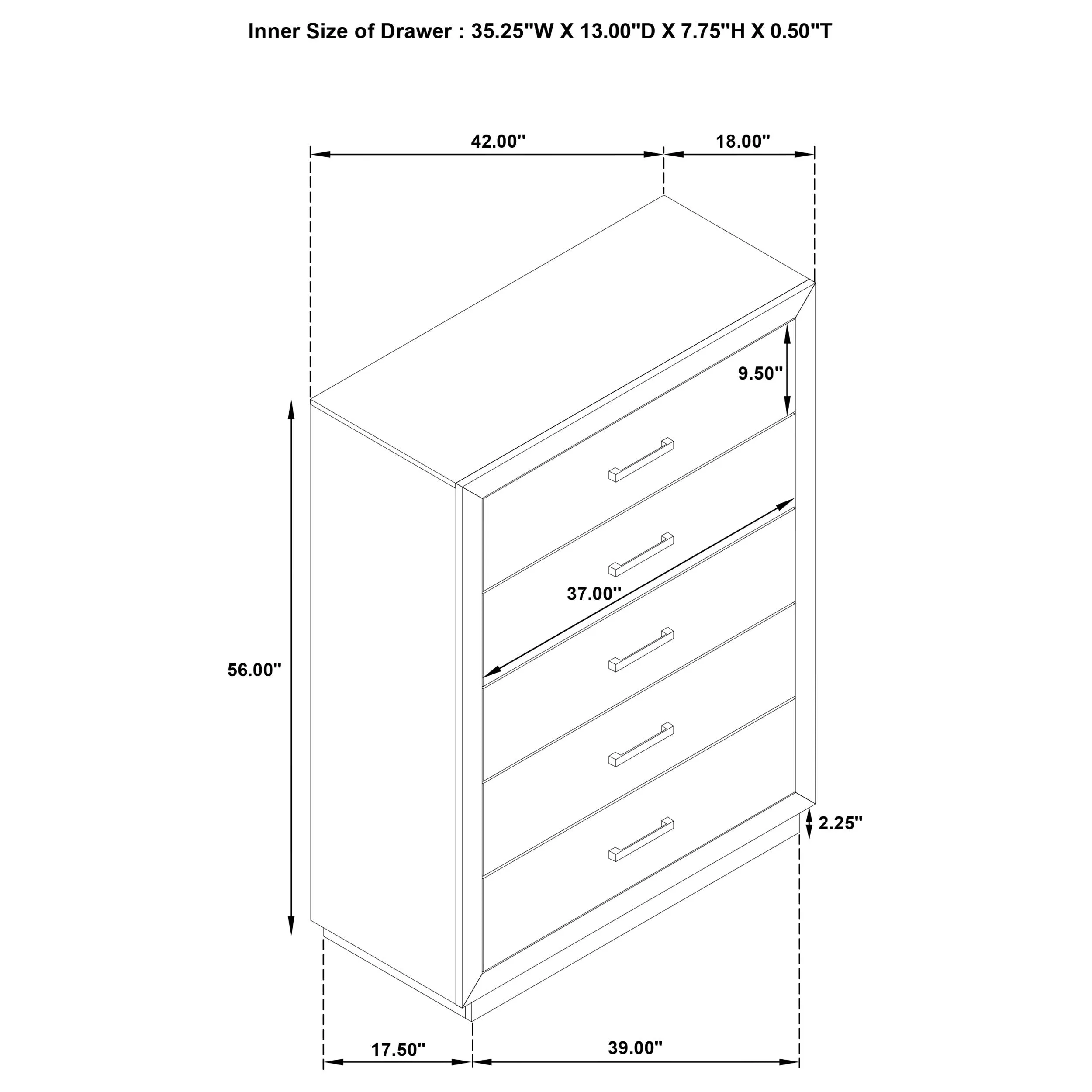 Kenora 5-drawer Bedroom Chest Barley Brown