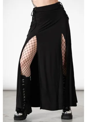 Killstar Hellverina Split Maxi Skirt Black