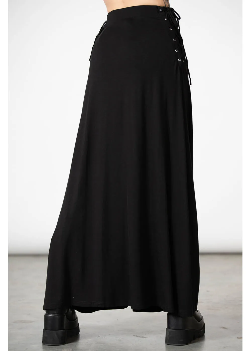 Killstar Hellverina Split Maxi Skirt Black