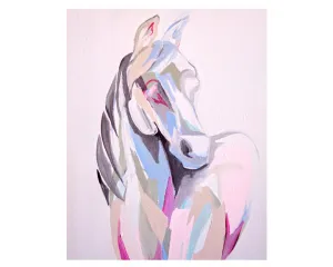 Large painted pastel horse wrapped canvas print