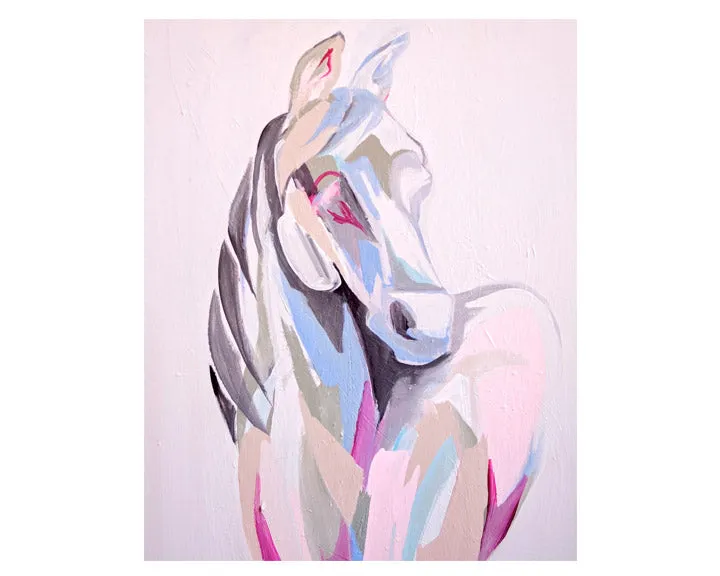 Large painted pastel horse wrapped canvas print