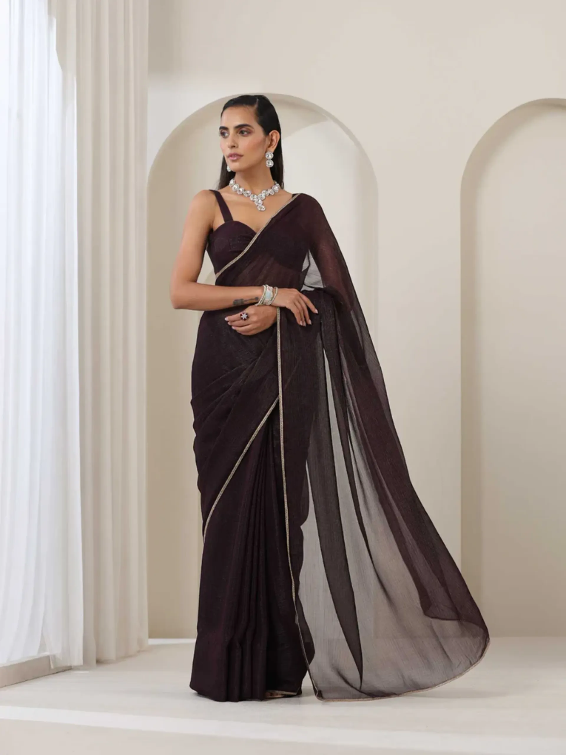 Lincoln Park Kota Saree with Lace and Blouse Fabric