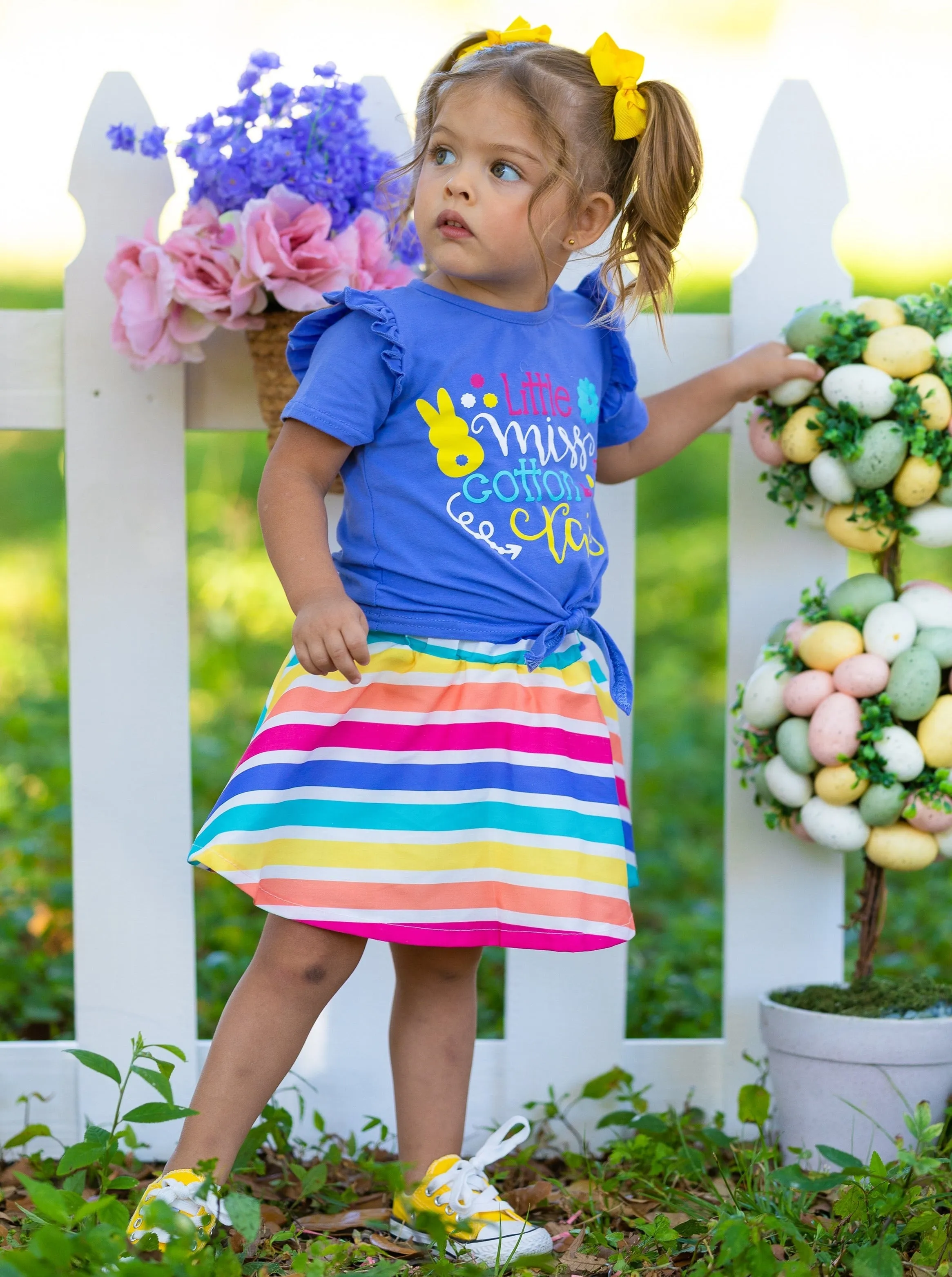 Little Miss Cotton Tail Rainbow Skirt Set