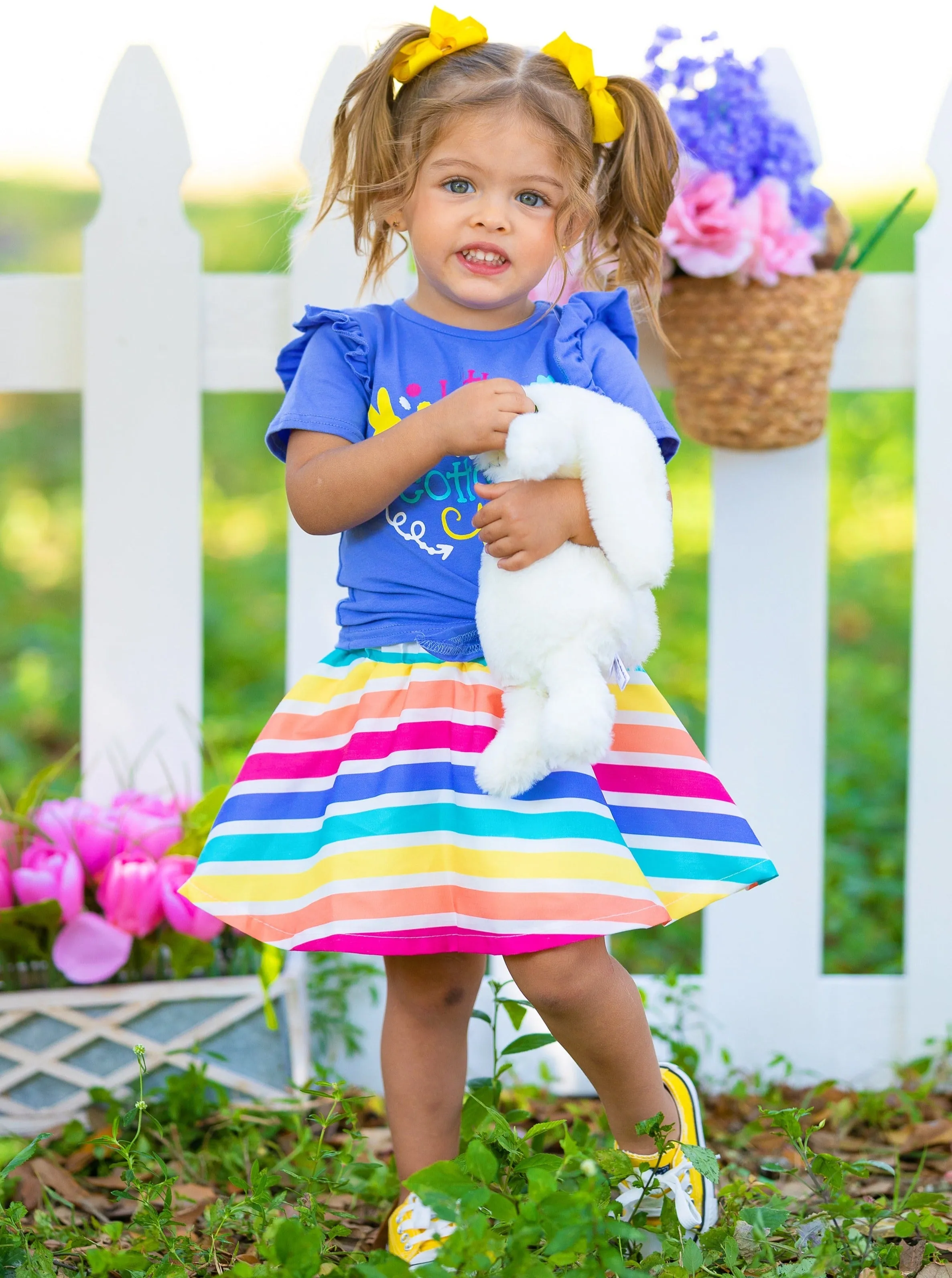 Little Miss Cotton Tail Rainbow Skirt Set
