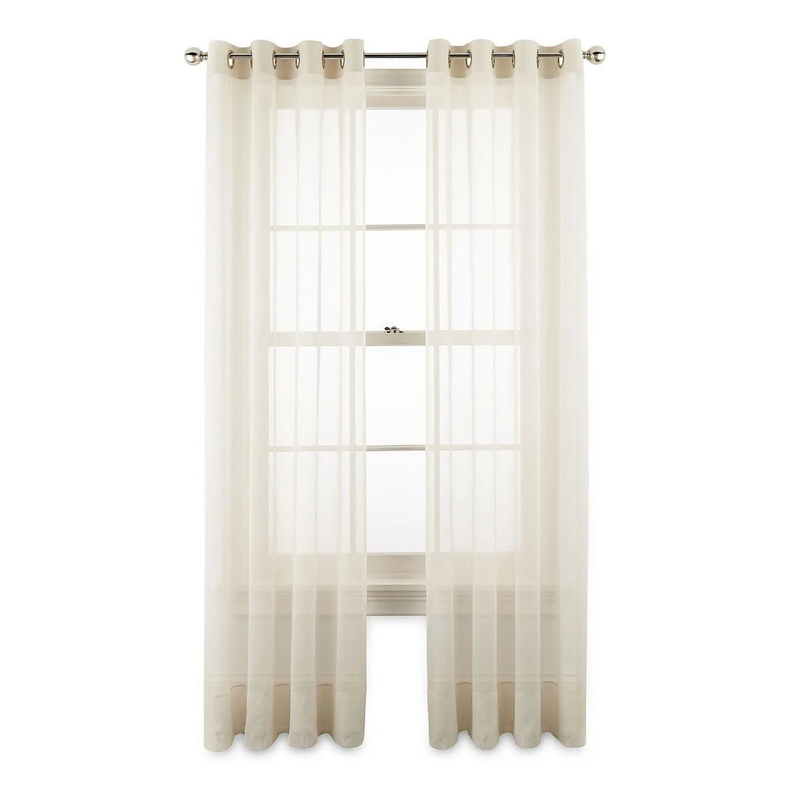 Liz Claiborne Lisette Sheer Grommet Top Curtain Panel Ivory Off White 50" x 95"