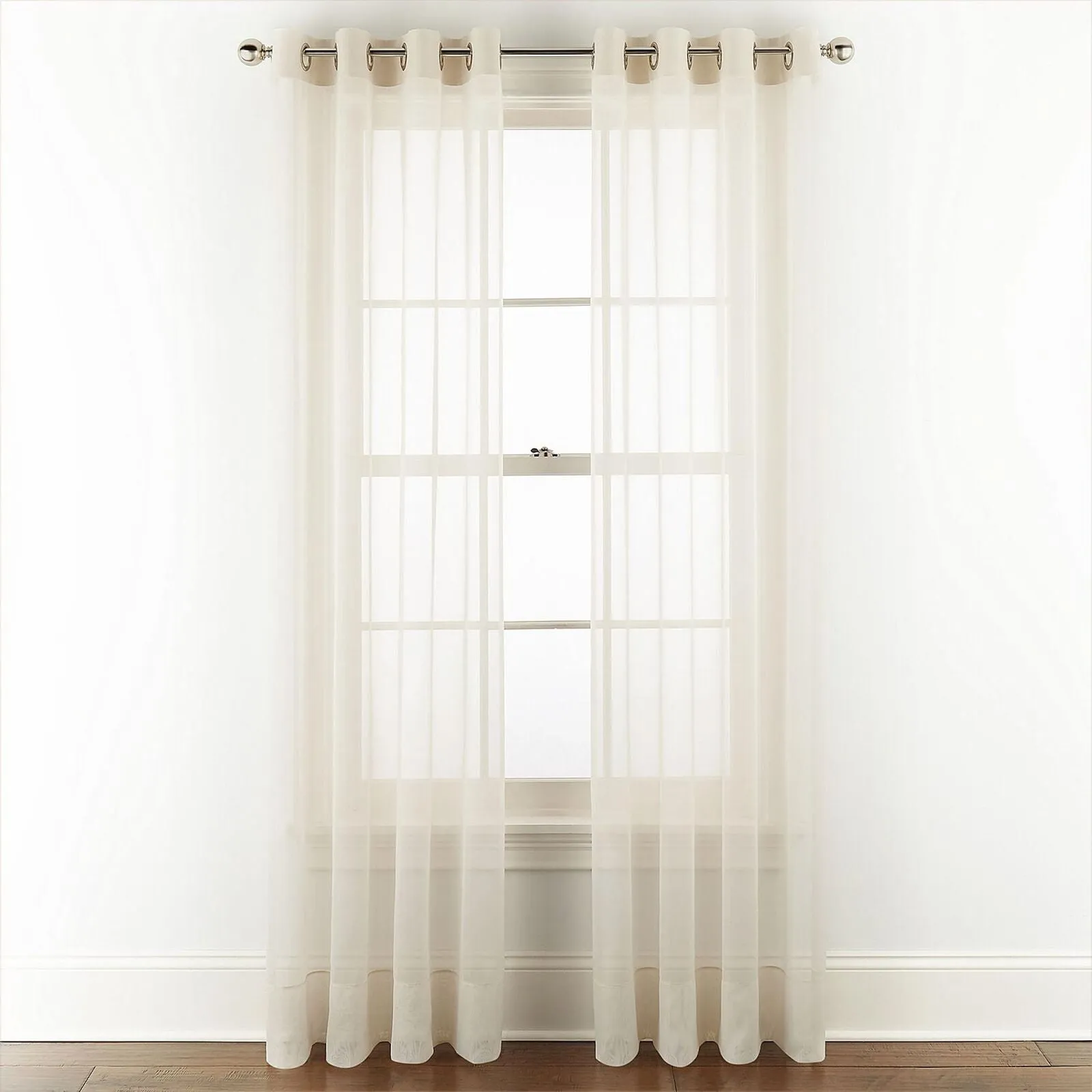 Liz Claiborne Lisette Sheer Grommet Top Curtain Panel Ivory Off White 50" x 95"