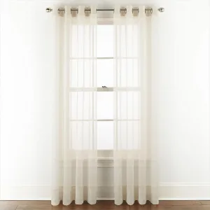 Liz Claiborne Lisette Sheer Grommet Top Curtain Panel Ivory Off White 50" x 95"
