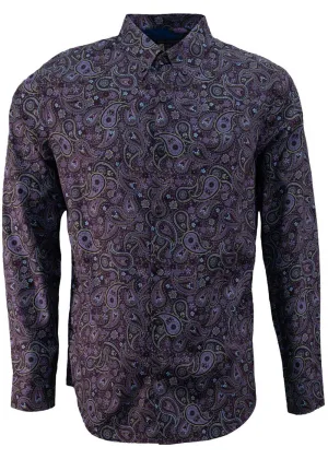 Lords of Harlech Morris Tribune Paisley Shirt Plum