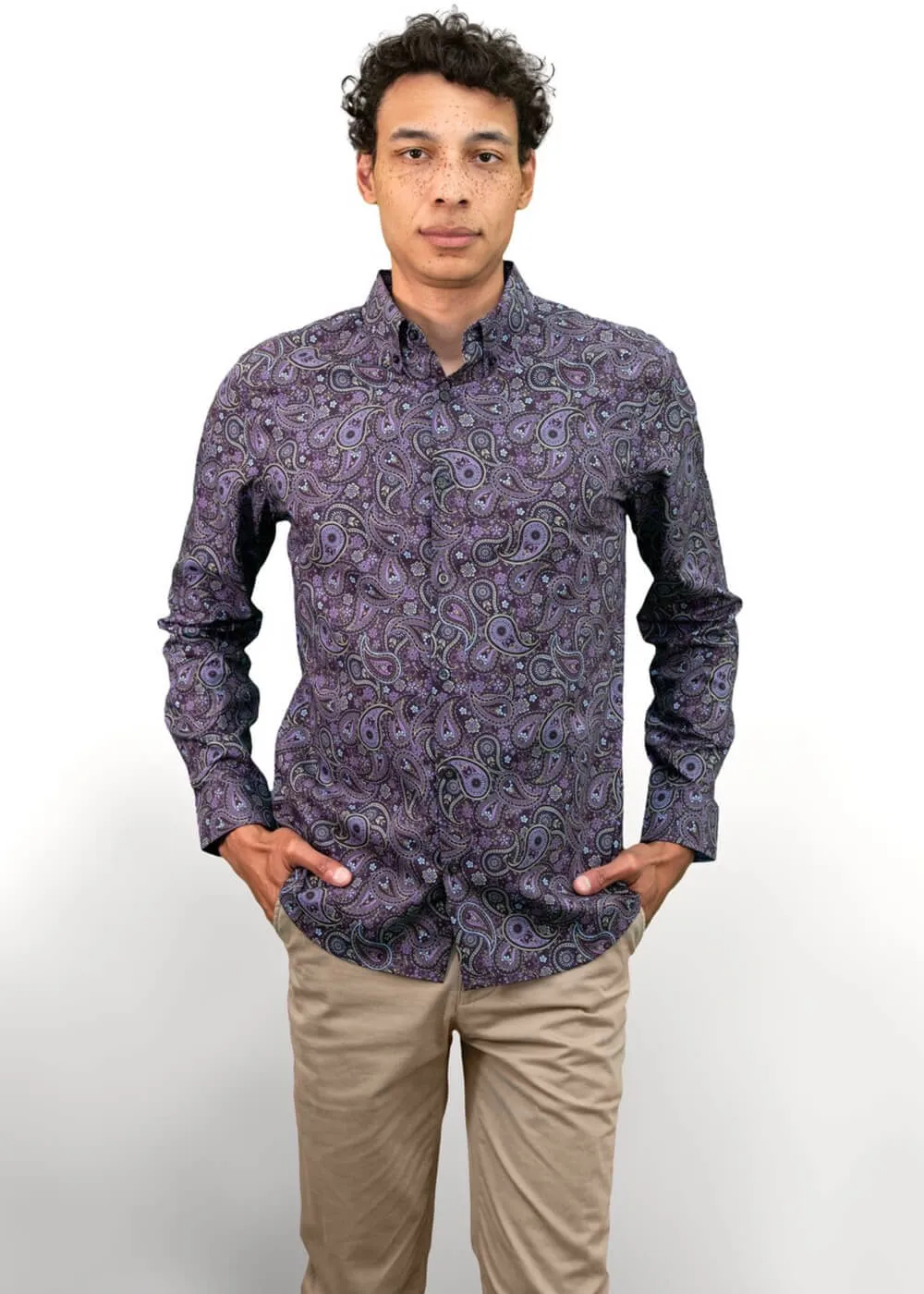 Lords of Harlech Morris Tribune Paisley Shirt Plum