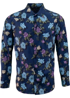 Lords of Harlech Nigel Augustus Floral Shirt Navy
