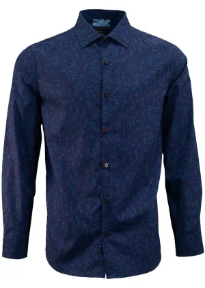 Lords of Harlech Nigel Perugia Paisley Shirt Navy