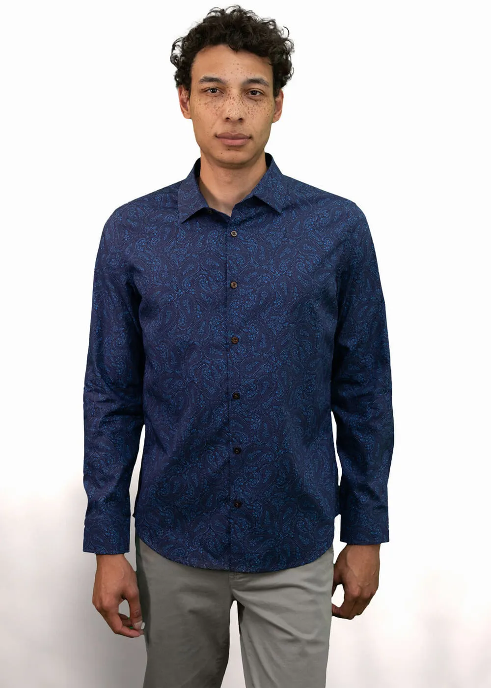 Lords of Harlech Nigel Perugia Paisley Shirt Navy