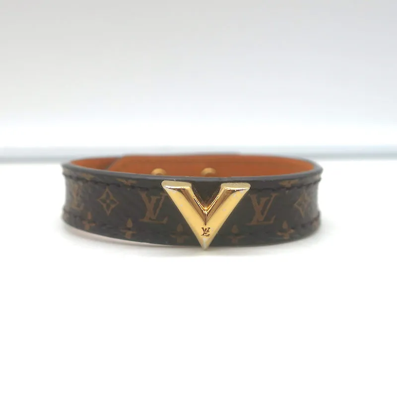 Louis Vuitton Essential V Bracelet Brown Monogram Canvas Size 17