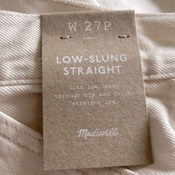 Madewell NWT Petite Low-Slung Straight Jeans Size 27P in Vintage Canvas