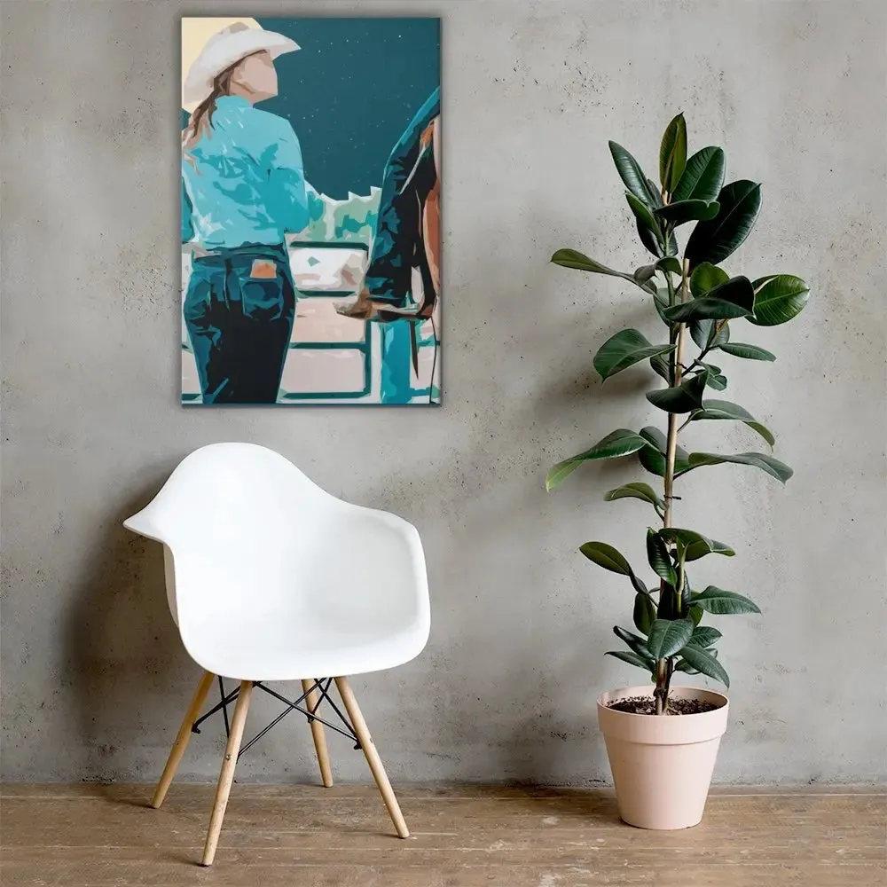 Moonlit Companions – Cowgirl Canvas Print