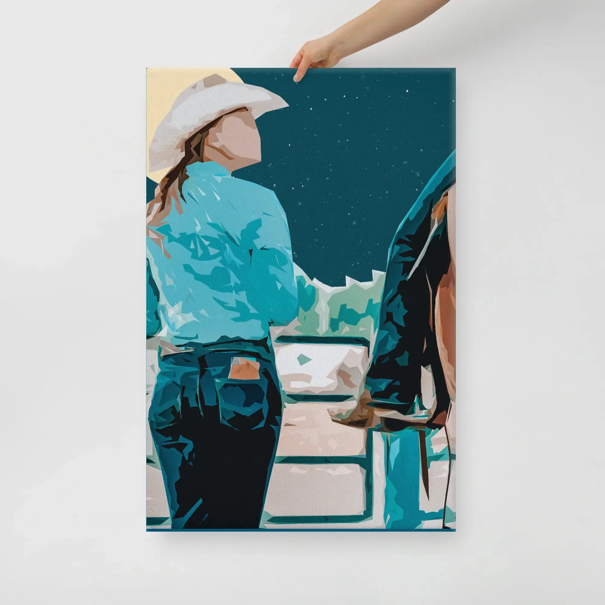 Moonlit Companions – Cowgirl Canvas Print