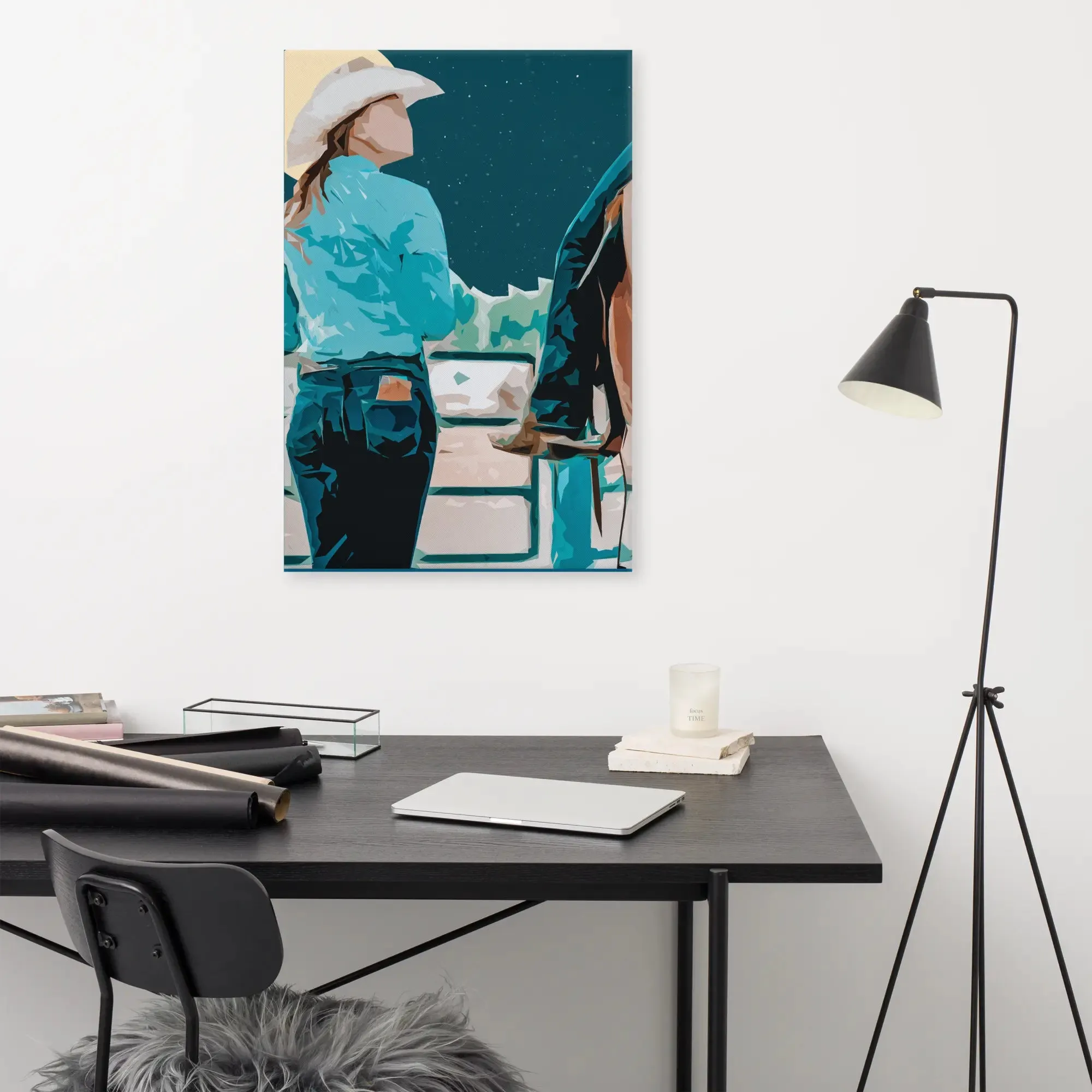 Moonlit Companions – Cowgirl Canvas Print