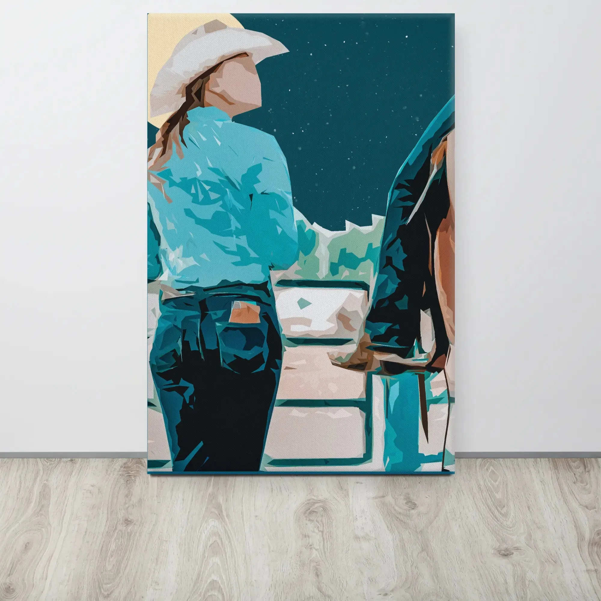 Moonlit Companions – Cowgirl Canvas Print