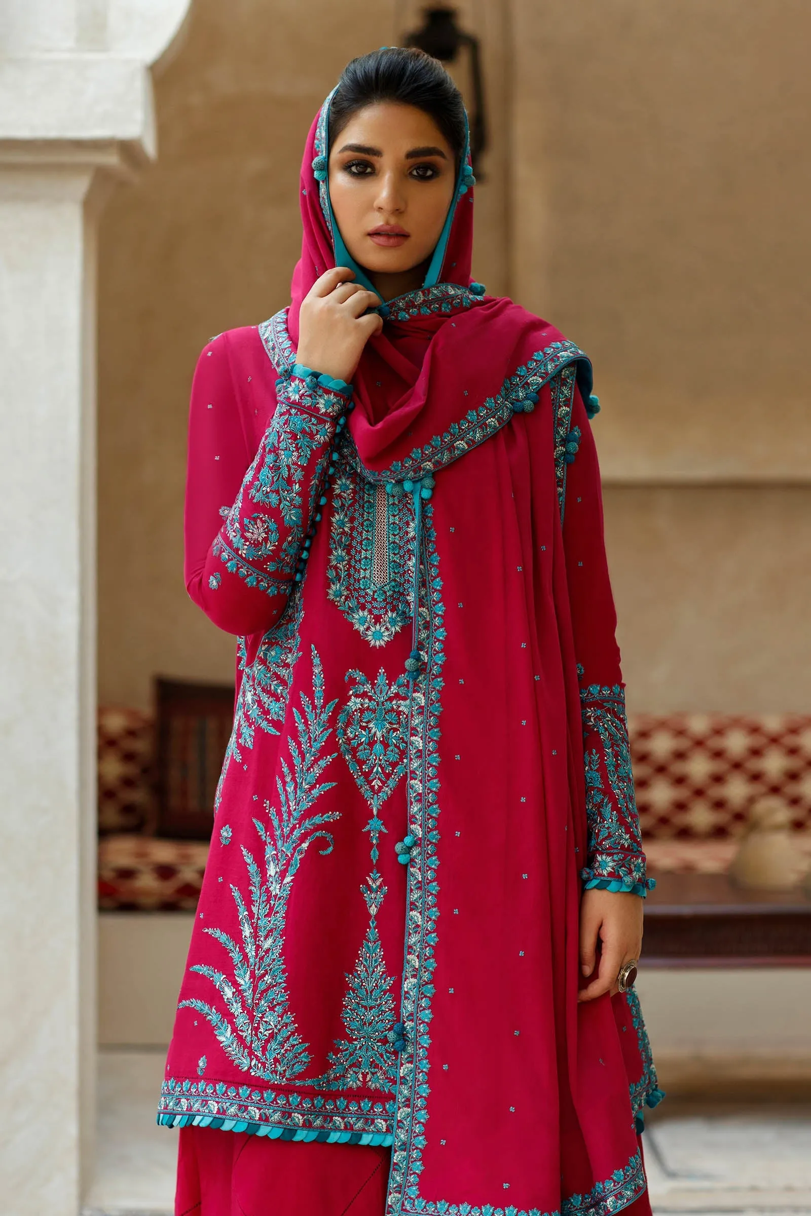 Pink Sharara Kameez Pakistani Eid Dress in Premium Lawn