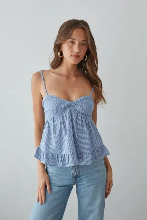 Piper Twist Front  Gingham Babydoll Top