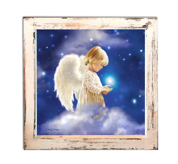 "Angel Star" Fiber Optic Lighted Canvas Shadow Box