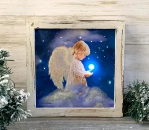 "Angel Star" Fiber Optic Lighted Canvas Shadow Box