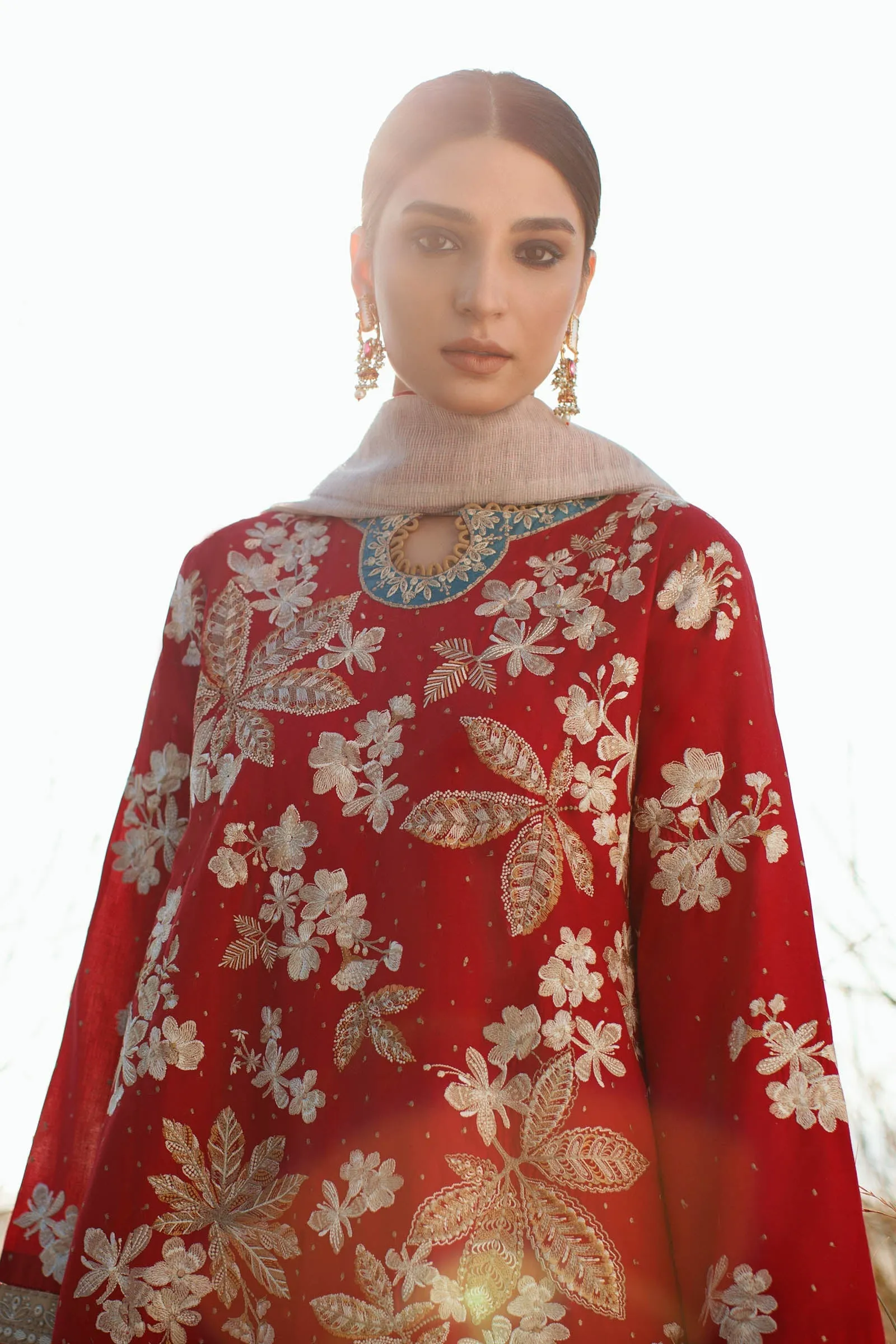 Red Salwar Kameez Pakistani Eid Dress in Premium Lawn