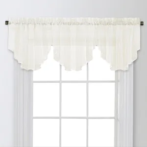 Regal Home Voile Solid Rod Pocket Ascot Valance Ivory White 54" x 20"