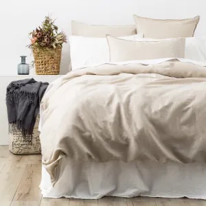 Renee Taylor Cavallo Stone washed 100% Linen Quilt Cover Set - Natural