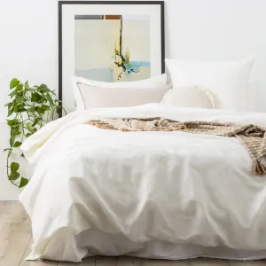 Renee Taylor Cavallo Stone washed 100% Linen Quilt Cover Set - White