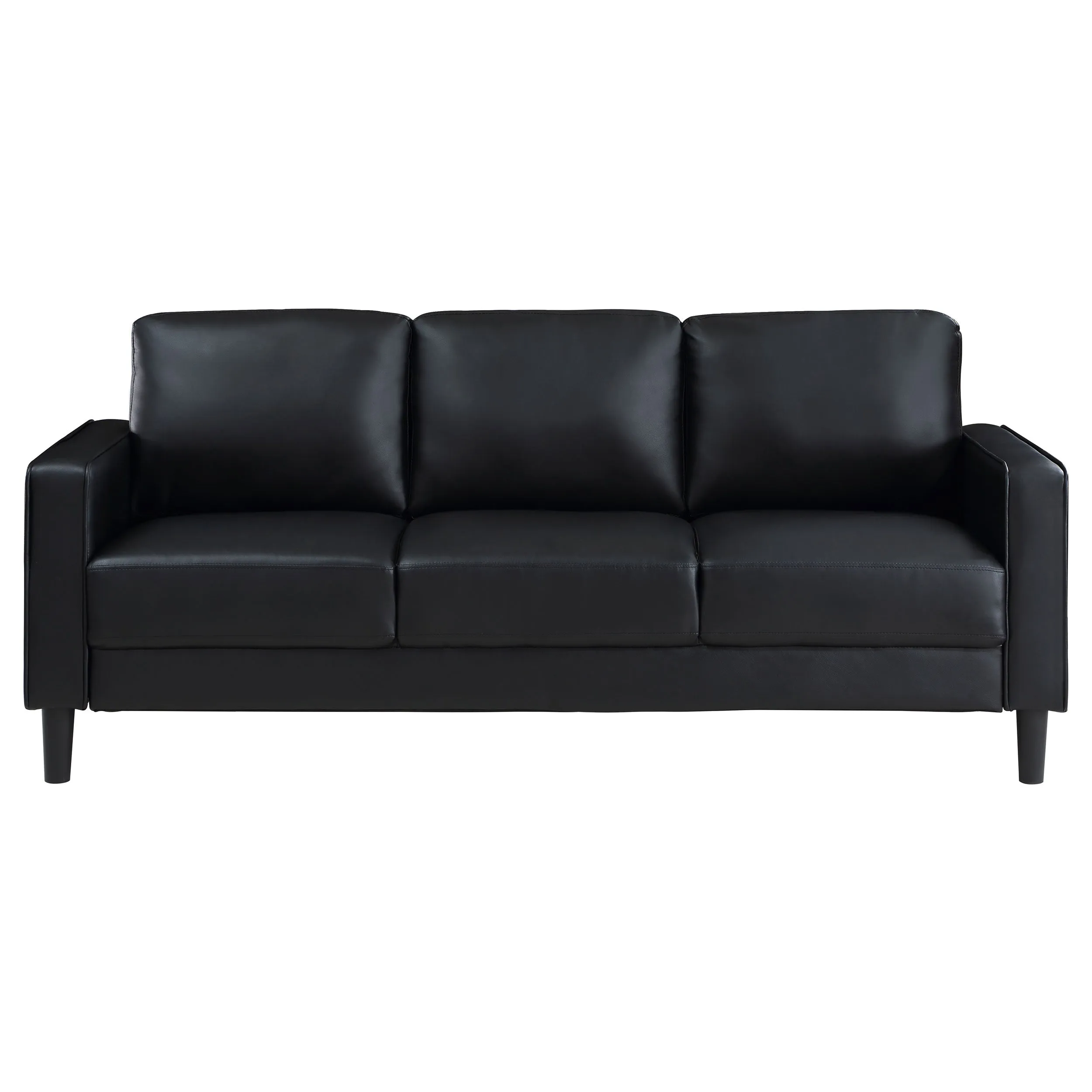 Ruth 3-piece Upholstered Track Arm Sofa Set Black