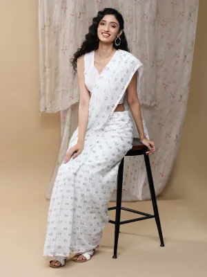 Saral Kota White Saree