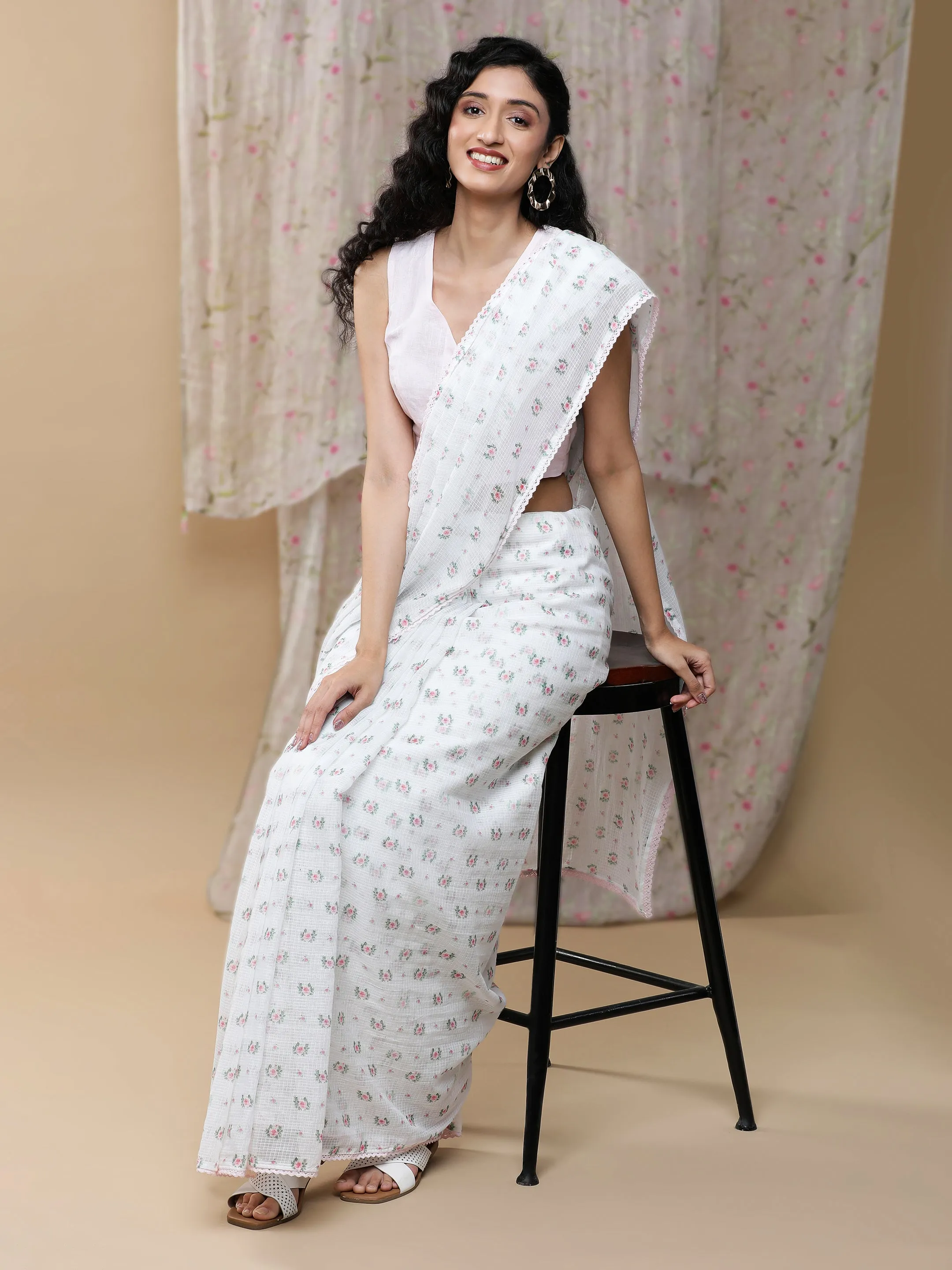 Saral Kota White Saree