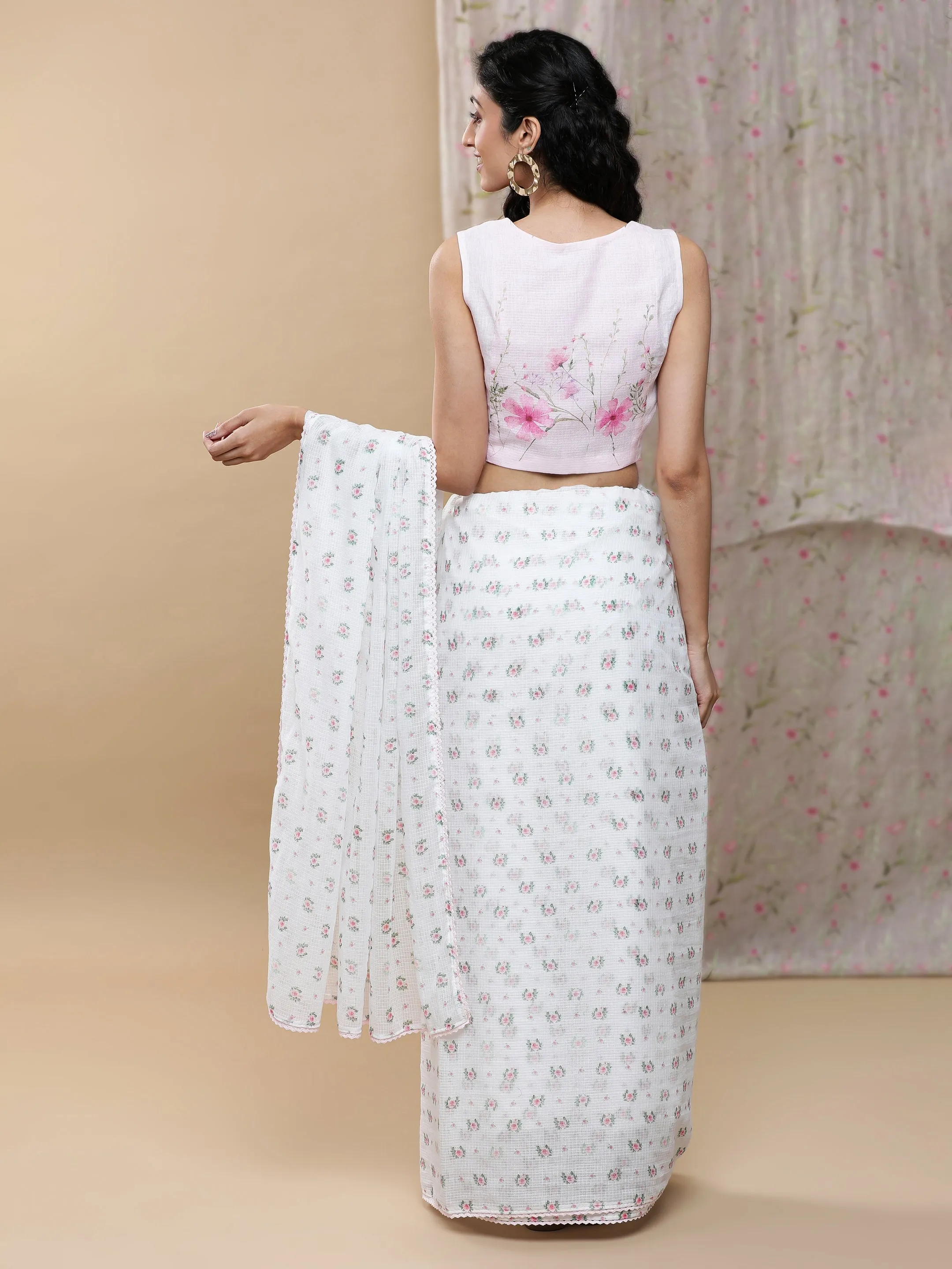 Saral Kota White Saree